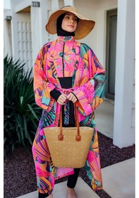 Resim Remsa Mayo Remsa Tesettür Mayo Üzerine Tek Kaftan Kimono Pareo Pembe02 Rp023 Color Shell Pembe 