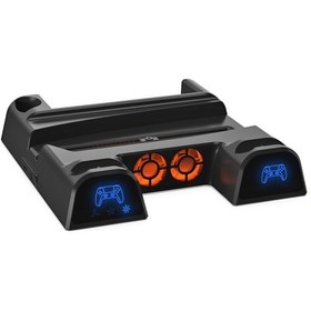 Resim Dobe Ps5 Gamepad Çok Fonksiyonlu Çift Şarj Cihazı Disk Düzenleyici İle Soğutma Fanı Tabanı Siyah 
