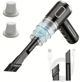 Resim Tianchishop Geliştirilmiş Taşınabilir Kablosuz El Süpürgesi Siklon Emişli Şarj Edilebilir Siya 2 Filtre Çekirdekli Araç Ofis Ev İçin 