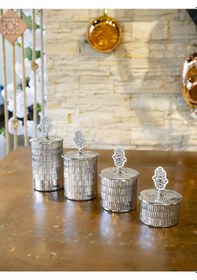 Resim Bakır 4 'Lü Tırtıklı Baharat Takımı Gümüş 