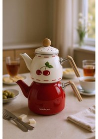 Resim Bambum Unique - Bambu Kulplu Emaye Çaydanlık Takımı Cherry 