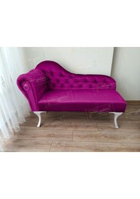 Resim Dekoratif Bihter Koltuk Josefin Puf 120 Cm Beyaz Ayak Mor 