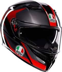 Resim AGV K3 Motosiklet Kaskı Kapalı Kask Striga Black Grey Red 