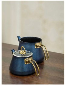 Resim Yunusoğlu Home Granit Kaplama Gold Kulplu Cam Kapak Çaydanlık Mav 