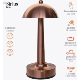 Resim Light Design Rose Sirius Dekoratif Şarjlı Pilli Ledli Dokunmatik Özelliki Ev Iş Ofis Kafe Restoran Masa Lambası Sirius Charged Hotel Cafe Bar Table Lamp 