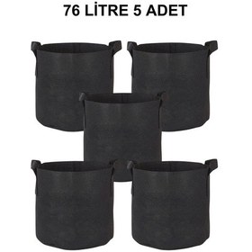 Resim Grow Wizard Kumaş Saksı Pot 76 Litre 5 Adet Siyah 