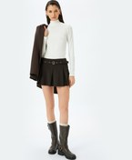 Resim Slim Fit Dik Yaka Uzun Kollu Dokulu Body 