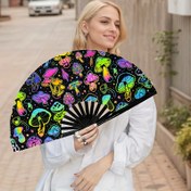 Resim Canlı Neon ve El İle Çizilmiş Sanat Fanı - Hafif Taşınabilir Katlanabilir Tasarım, Açık Kamp Partileri İçin Koruma, Sokak Stili Aksesuarlar, Yaratıcı Moda Aksesuarı, Parti Aksesuarı, Şirin Tasarım, Dayanıklı Kumaş 