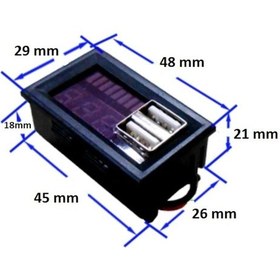 Resim 5V 2A Usb Çıkışlı, Voltmetreli Akü Kapasite Göstergesi 12V 3S Pil N11.1254 