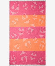 Resim Swimsuit Jakarlı Peştemal Pembe, Taşıma Çantalı - Pembe / 90x160 