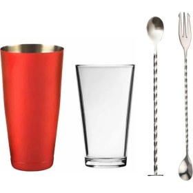 Resim Adin Tasarım Baston Shaker 750 Ml Cam Tokmaklı Bar Kaşığı Çatallı Bar Kaşığı Kokteyl Karıştırıcı Kokteyl Seti 3lü 