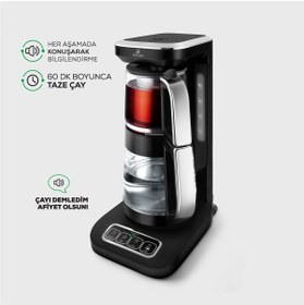 Resim Karaca Çaysever Robotea Pro 4 in1 Konuşan Çay Makinesi Su Isıtıcı Filtre Kahve Makinesi 