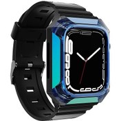 Resim İos Watch Uyumlu 7 45mm Zore Krd-88 Sert Pc Kasa Koruyuculu Silikon Kordon 