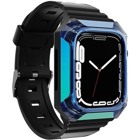 Resim İos Watch Uyumlu 7 45mm Zore Krd-88 Sert Pc Kasa Koruyuculu Silikon Kordon 