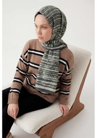 Resim Silk Home Şerit Desen Koyu Yeşil 75x195 Soft Şal Çok Renkli 