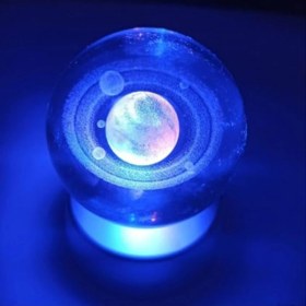 Resim Kişiye Özel Galaksi Gezegen Işıklı 6 cm Çapında Cam Kristal Küre 