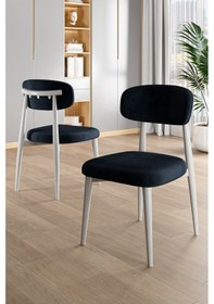 Resim Canisa Laos Serisi 4 Adet Antrasit Mutfak Sandalyesi Beyaz Metal İskeletli 1. Sınıf Babyface Kumaş Antrasit Sandalye Ayaklar Beyaz 