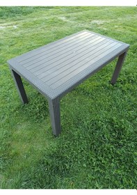 Resim Evko Mobilya Rattan 80x140 Masa, Plastik Masa, Bahçe Balkon Teras Masası, Kare Masa, Dış Mekan Masası Acı Kahverengi 