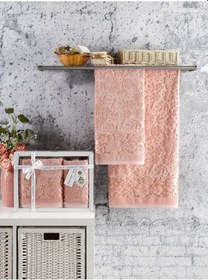 Resim Annem Livya Ve Çeyizlik Trend Cotton 2'li El,banyo Havlu Set 50x90 1adet,70x140 1adet Kutulu pudra 