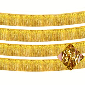 Resim 4/6 adet Altın Tinsel Akıntılar, 3.05 metre - Düğünler, Doğum Günleri, Mezuniyetler ve Tatil Kutlamaları için Lüks Altın ve Beyaz Kurdele Bayrakları, Parti Süslemeleri | Zarif Kurdele Tasarımı | Dayanıklı Plastik Malzeme, Doğum Günü Parti Süslemeleri 