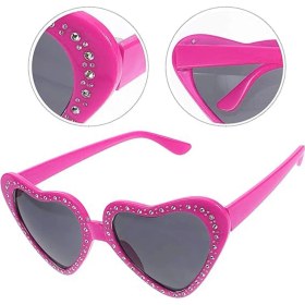 Resim Buğz Pembe Kalp Taşlı Parti Gözlüğü 