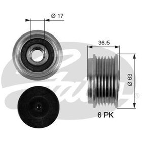 Resim GATES OAP7051 Alternator Saft Kasnak ( Ford : Connect 1.8Tdci 02- ) 5M5Q10344AA (WC136911) 