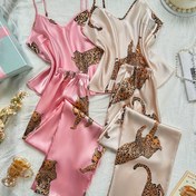 Resim Gençler İçin Leopar Desenli Askılı Pijama Takımı 4 Parça 