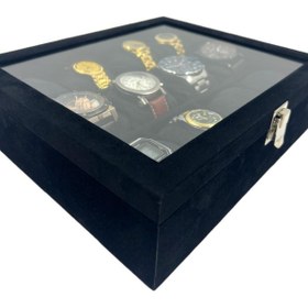 Resim Dijital Çarşı Richbox 12'li Saat Kutusu Dekoratif Köşe Korumalı Süet Siyah 