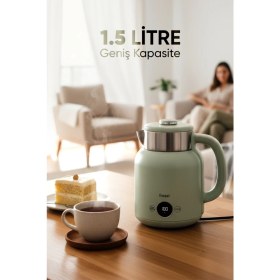 Resim Fressi KT-01 Retrofi Su Yeşili 1.5 L Retro Elektrikli Kettle Su Isıtıcı 