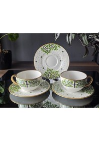 Resim Konyax Yeşilim 2 Kişilik Çay Fincanı Çok Renkli 