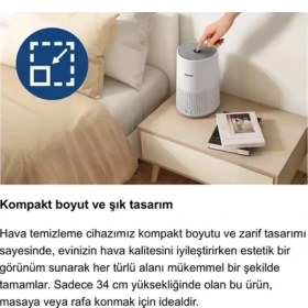 Resim Philips 44 M² Hepa Akıllı Sensörlü Hava Temizleyici Cihaz Sessiz Koku Giderici Polen Alerjen Pm2.5 Geniş Alan 