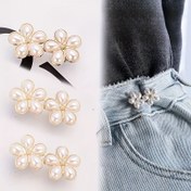Resim 1 çift/2/3 Çift İnci Beş Yapraklı Çiçek Bel Tokası, Düz Taban Çıkarılabilir Çivi Yok Dikiş Yok Bel Düğmesi, Bel Bandı Büyük Değişim Küçük Bel Eseri 