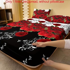 Resim Romantik Kırmızı Gül Baskılı Yumuşak Fırçalanmış Çarşaf - Derin Cep Tasarımı, Makinede Yıkanabilir, Yatak Odası & Misafir Odası İçin Mükemmel 