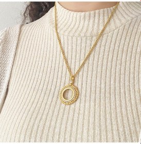 Resim Ferizz Altın Kaplama Dorikalı Yuvarlak Ceyrek Cerceve Kolye Ucu Rose Gold 