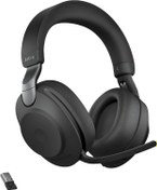 Resim Jabra Evolve2 85 MS kablosuz kulaklık, Link380a, Stereo, siyah – kablosuz Bluetooth kulaklık, aramalar ve müzik için, 37 saat pil ömrü, gelişmiş gürültü önleyici kulaklık 