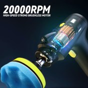Resim Çok fonksiyonlu USB şarjlı elektrikli parlatma makinesi, 4 değiştirilebilir parlatma başlığı ve 3 ayarlanabilir hız ile araç cilalama makinesi, dahili el feneri 