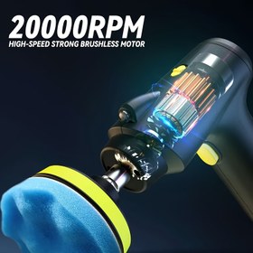 Resim Çok fonksiyonlu USB şarjlı elektrikli parlatma makinesi, 4 değiştirilebilir parlatma başlığı ve 3 ayarlanabilir hız ile araç cilalama makinesi, dahili el feneri 