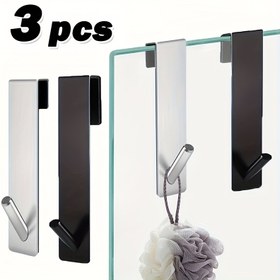 Resim 3 Adet Banyo Askısı, Duş Havlusu ve Bornoz Askıları, Delme Gerektirmeyen Paslanmaz Çelik Metal Kanca 