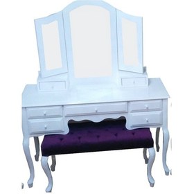 Resim Makyaj Masa Dresuar 7 Çekmece Ahşap Kayın Lüken Aslan Ayak Kırmız Beyaz - Ceviz 