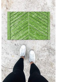 Resim Dijital Baskı Yeşil Ahşap Kapı Desen Kapı Önü Paspası K-1050 