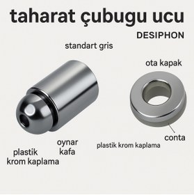 Resim DESIPHON Taharet Çubuğu Uyumlu Plastik Krom Uç – Dayanıklı, Şık ve Kolay Montajlı Parça 
