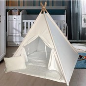 Resim Pamuklu Ahşap Çocuk Oyun Evi Kızılderili Çadırı Devrilmez 