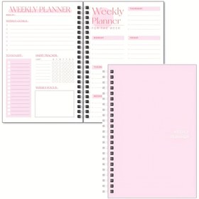 Resim 1 adet Pembe Spiral Haftalık ve Günlük Planlayıcı Defteri - Hedef Takipçisi, Minnettarlık ve Sağlık Bölümleri ile 52 Haftalık Akademik Gündemi, 53 Sayfa / 106 Sayfa, Gençler için İdeal, Ofis Malzemeleri, Kırtasiye 