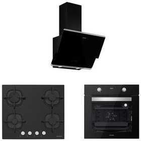 Resim Silverline BO6502B02 - CS5427B01 - 3490 Oslo 60 Siyah Ankastre Set 