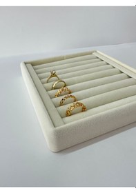 Resim Yerli Üretim Süet Kumaş Krem Renk 15 Cm / 15 Cm Yüzük Sergileme S Krem 