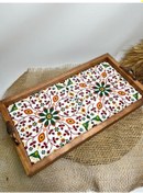 Resim Dekoratif Ahşap Tepsi-seramik Baskılı Tepsi 