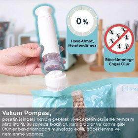 Resim 5 Parça Vakumlu Saklama Poşeti Seti - Vakum Pompalı Hava Almaz Vakumlu Gıda Erzak Saklama Torbası 