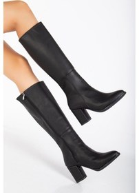 Resim Valery Topuklu Deri Çizme Siyah siyah 