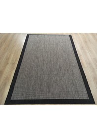 Resim Çam Halı Sisal 9715 Gri / Siyah Bordürlü Jüt Sisal Kilim - 160x160 