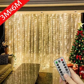 Resim Yeni Uzaktan Kumandalı USB Perde Işıkları, Sıcak Renk, Beyaz, Üç Renk Seçeneği, Uzaktan Kumandalı LED Perde Işıkları, Yeni Yıl Noel Tatil Dekoratif Işıklar, Festivaller, Doğum Günü Partileri İçin Uygun, İç ve Dış Mekan Dekoratif Işıklar, 100/200/300/600 LED'ler 